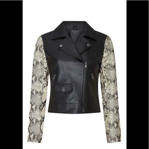 Slate & Willow Python Sleeve Leather Moto Jacket size medium